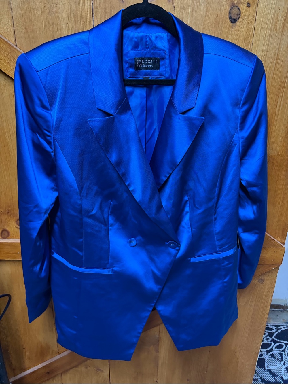 Eloquii Royal Blue Satin Double-Breasted Blazer